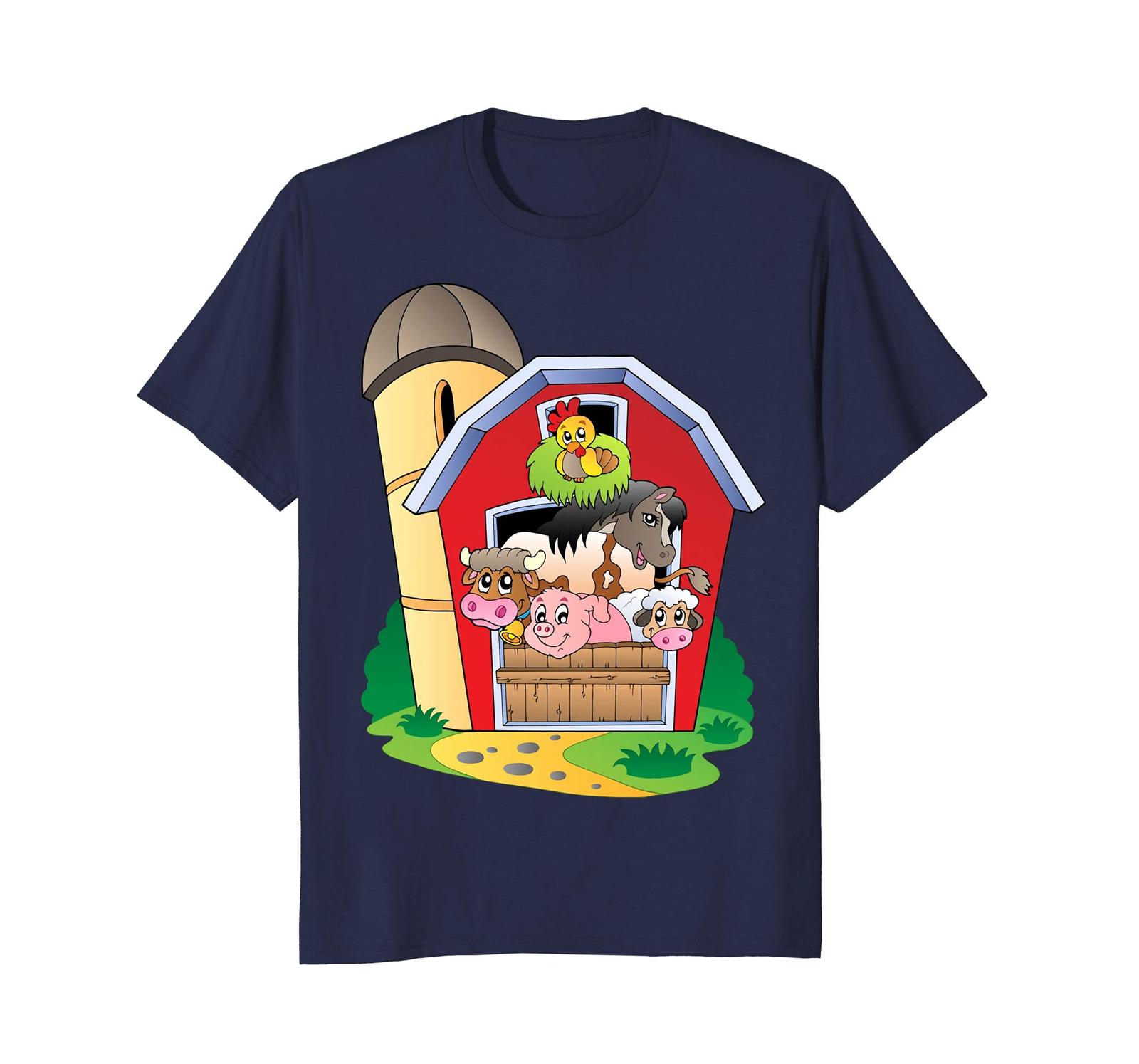 Funny Shirts - Cute Farm Animal t-shirt Barnyard Scene Horses Pig Goat Duck Men - T-Shirts, Tank ...