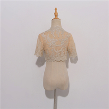 Long Sleeve Wedding Lace Cover Ups Retro Style Lace Bridal Boleros, white, plus image 7