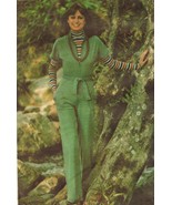 Vintage Retro Misses Pocketed Zipper Jumpsuit Stretch Knit Sew Pattern S14 - $12.99