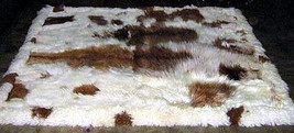 Baby alpaca fur rug, brown / white spots, from Peru 150 x 110 cm/ 4'92 x 3'61 ft - $474.00