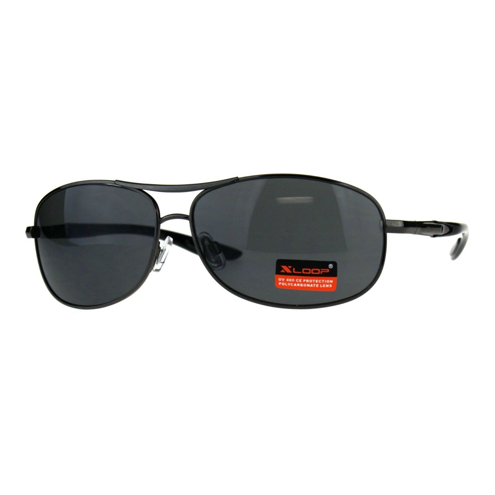 Xloop Anti-Glare Sunglasses UV 400 Wrap Around Rectangular Frame Black