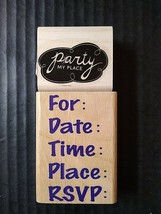 Stampcraft Rubber Stamps Party At My Place Invite Date Time Place RSVP L... - $14.38