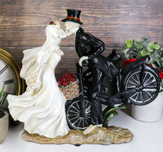 Love Never Dies Skeleton Bridal Couple Kissing On Bicycle W Rose Basket ... - $39.99