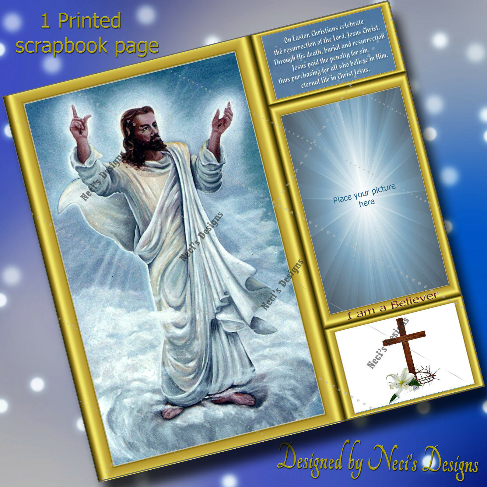 Religious Themed Scrapbook Page for Easter – I am a Believer - Pre-Made ...