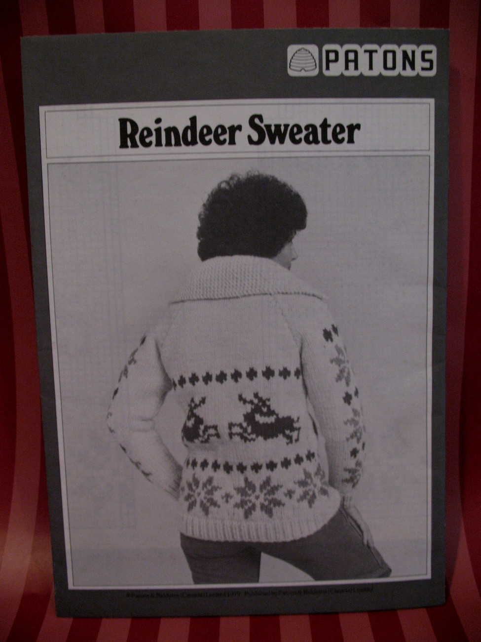 Vintage Reindeer Cardigan Sweater Knitting Pattern Beehive - Patterns-Contemp...