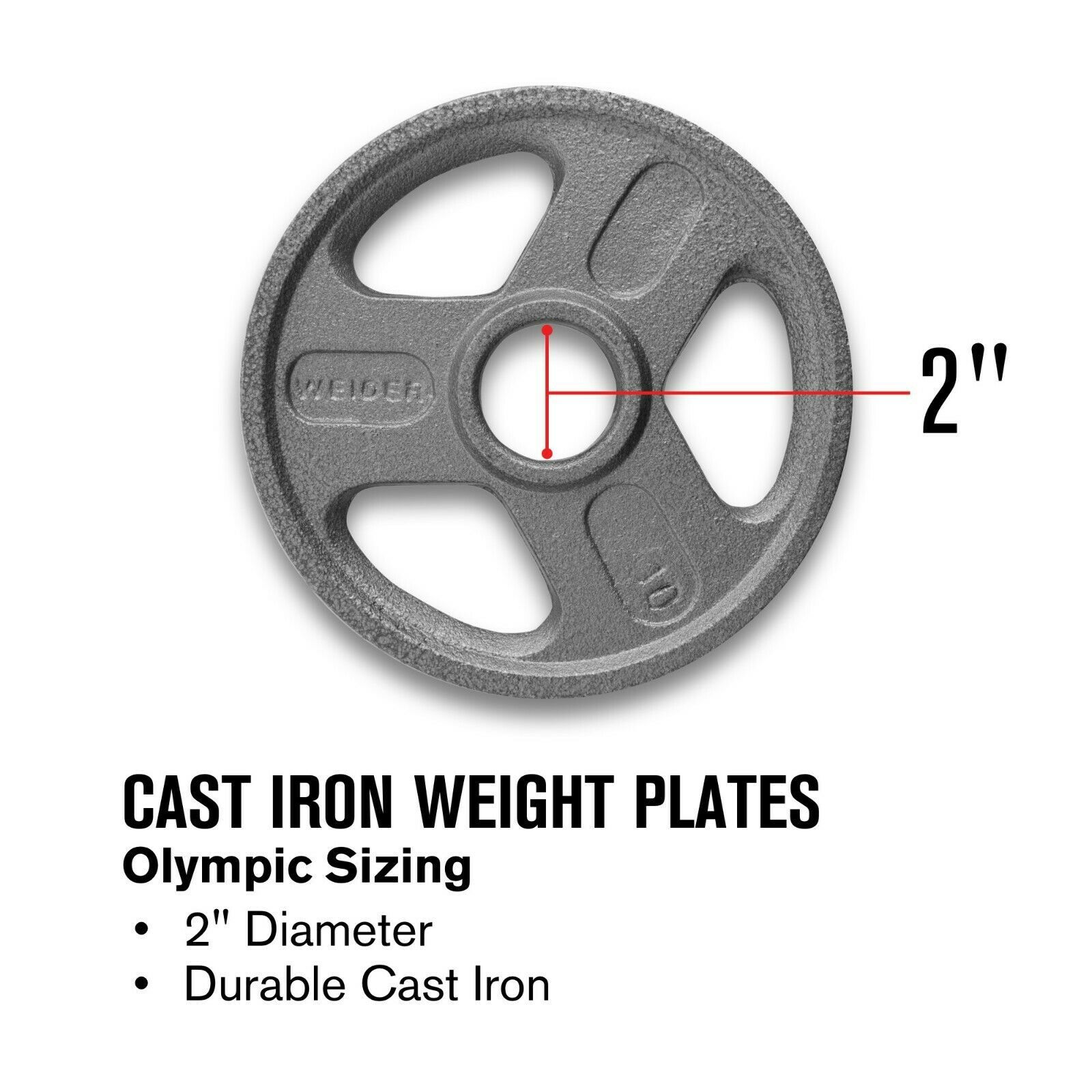 Weider Cast Iron Olympic Hammertone Weight Set Plates and 7' Bar 210 Lb