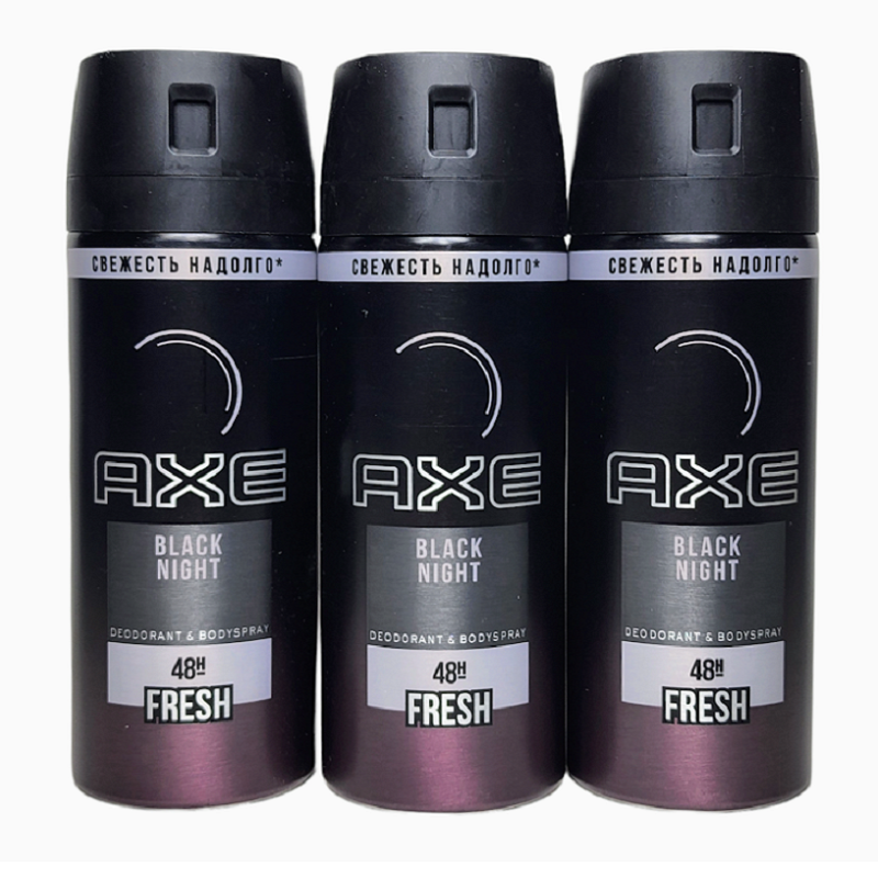 Axe Black Night Deodorant Body Spray for Men, 150ml - 3 Pack - Free Shipping