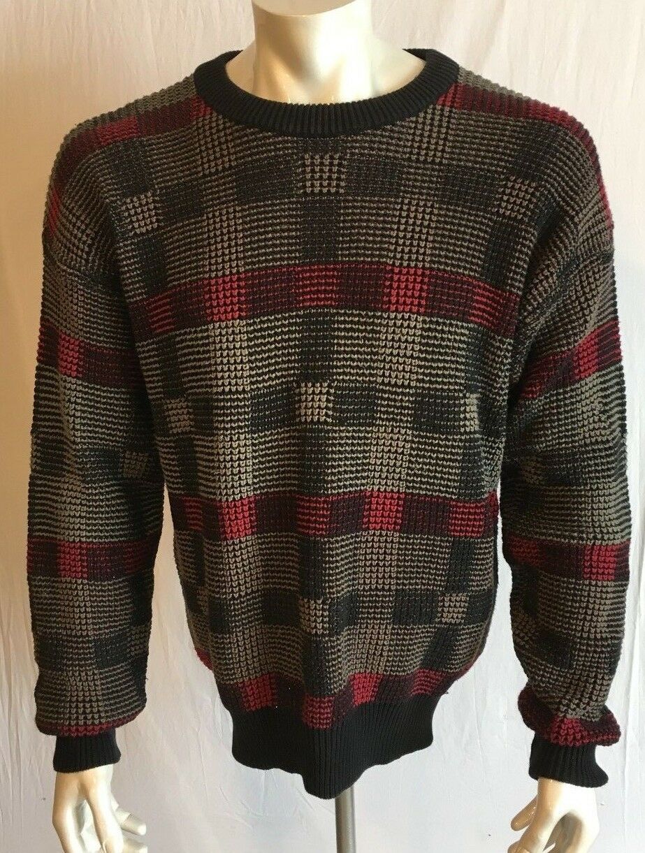 Sperry Top-sider Sweater Mens Size Large Vintage Black Gray Long Sleeve Pullover - $23.99