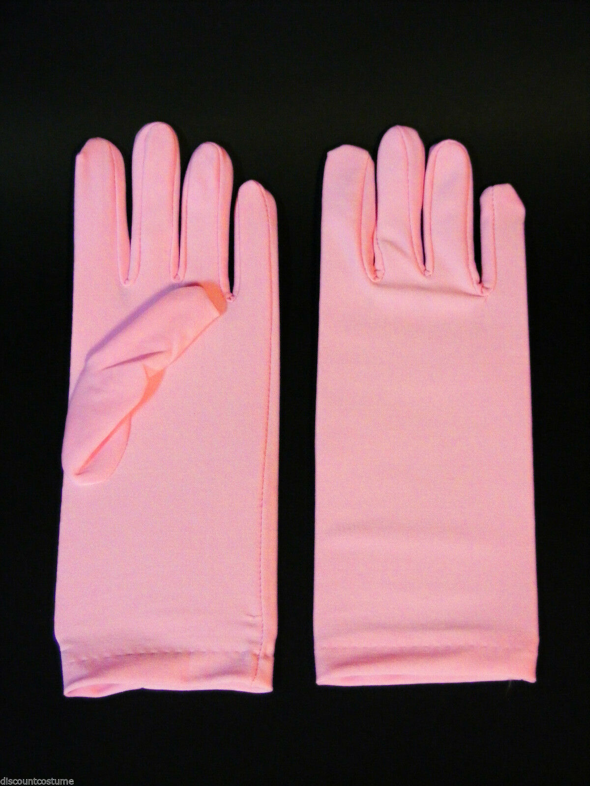 SHORT PINK NYLON ADULT FEMALE DRESS GLOVES COMPLETES MANY ELEGANT