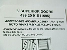 Micro-Trains # 49920915 (1095)  6' Superior Doors 12/Pack  N-Scale image 3