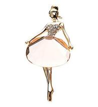 Fashion Crystal & Diamond Ballet Girls Party Brooch Pin Light Champagne - $19.40