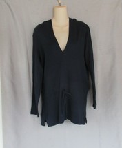 Talbots top tunic hoodie  dress Medium black dropped waist long sleeves - $14.65
