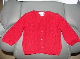 Janie and Jack Signature Layette Red Cable Knit Cardigan Size 6/12 Months - $23.80