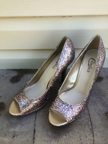 Womens Candies Multi Color Glitter Platform High Heels shoes Pump size 9 - $20.00