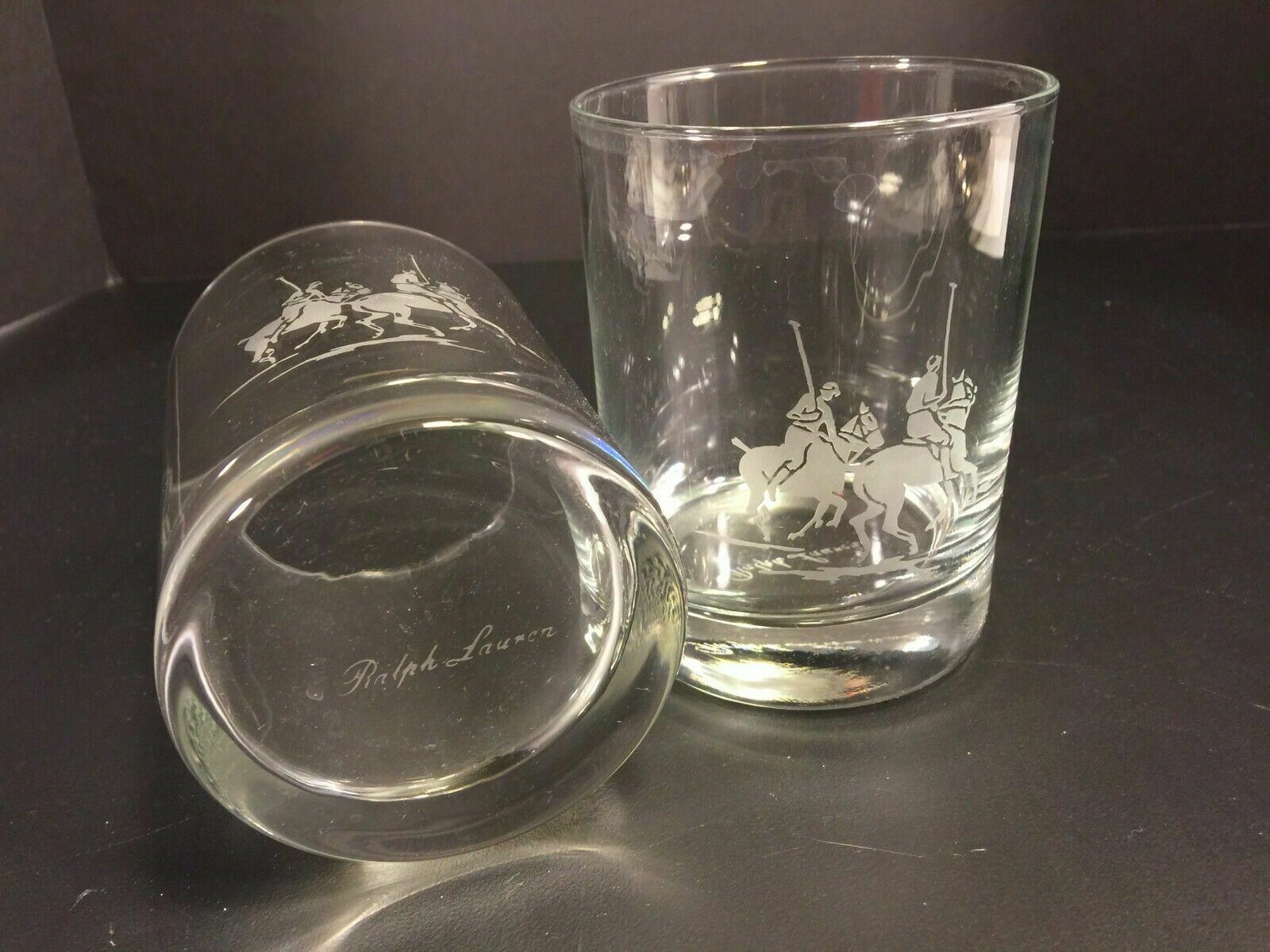 Polo Ralph Lauren Vintage Pony Tumblers Etched Old Fashioned Drinking