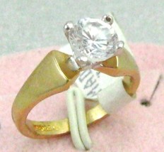 18KT. G.F. 7mm C. Z. engage/ wed. cocktail Ring sz 6-7 - £12.57 GBP