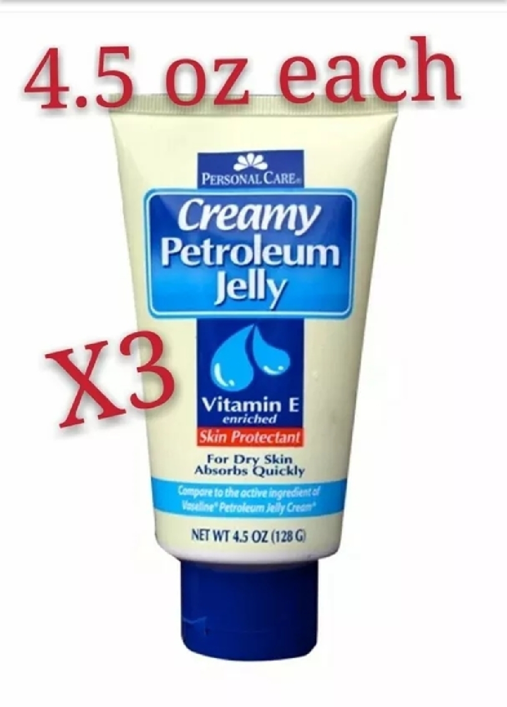 3 Pack Personal Care brand Creamy Petroleum Jelly 4.5 oz each