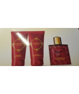 Versace EROS Flame by Versace 3 Piece EDT Gift Set for Men GEL, AFTERSHA... - $109.99