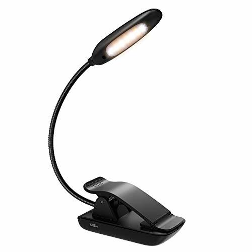 TopElek Book Light, LED Reading Light with 9Level Warm/Cool White Brightness, 6 Book Lights
