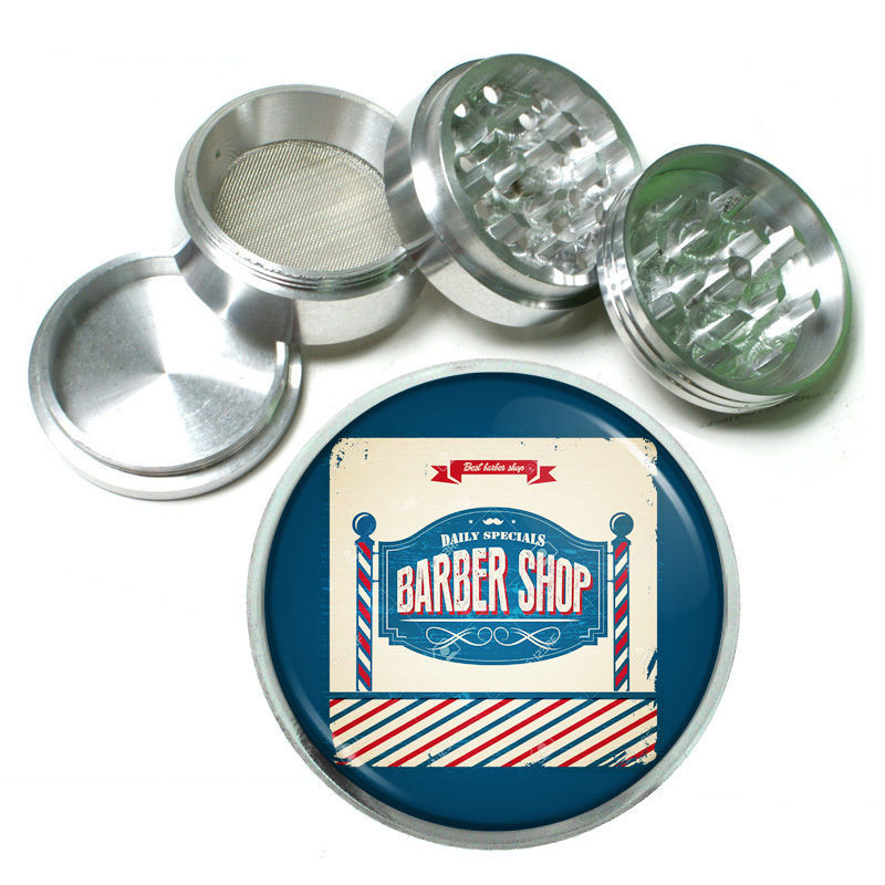 Vintage Barber Shop Signs D5 Aluminum Herb Grinder 2.5" 63mm 4 Piece