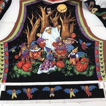 Vintage Halloween vest fabric lot of 2 Concord Bears Ghosts Witch Black Cat - $15.83