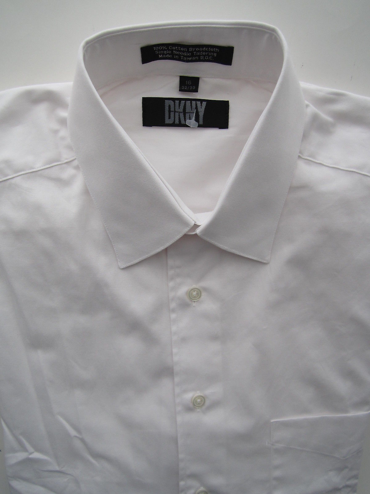 Primary image for DKNY Cotton Broadcloth Single Needle Tailoring Men’s Dress Shirt White 16 |33
