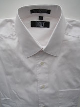 DKNY Cotton Broadcloth Single Needle Tailoring Men’s Dress Shirt White 1... - $20.27