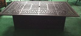 Fire pit dining table Cast Aluminum Propane Double Burner 9 Piece Outdoor Set image 6