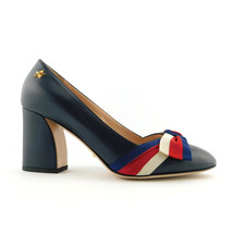 Gucci Size 8 Aline Magala Kid Red Blue White Web Bow Pumps Heels Shoes 38.5 Eur - $449.00
