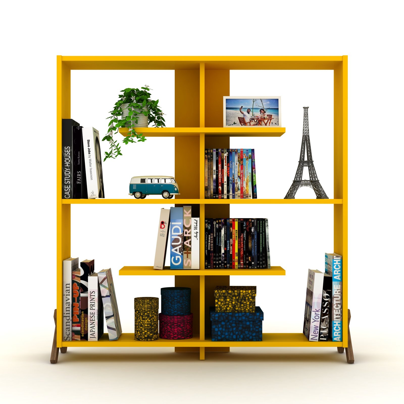 Kippan 4 Tier Symmetrical Bookshelf, Wood and similar items