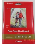 Canon Inkjet Photo Paper Plus Glossy II PP301 20 Sheets 5 x 7 High Gloss - $10.95