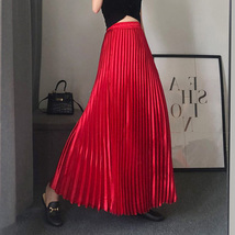  Black Pleated Long Skirt Womens Pleated Skirt Outfits Plus Size - Dressromantic image 2