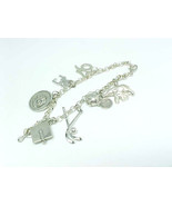 Vintage CHARM BRACELET in STERLING Silver with 8 STERLING CHARMS - 7 1/4... - £78.41 GBP
