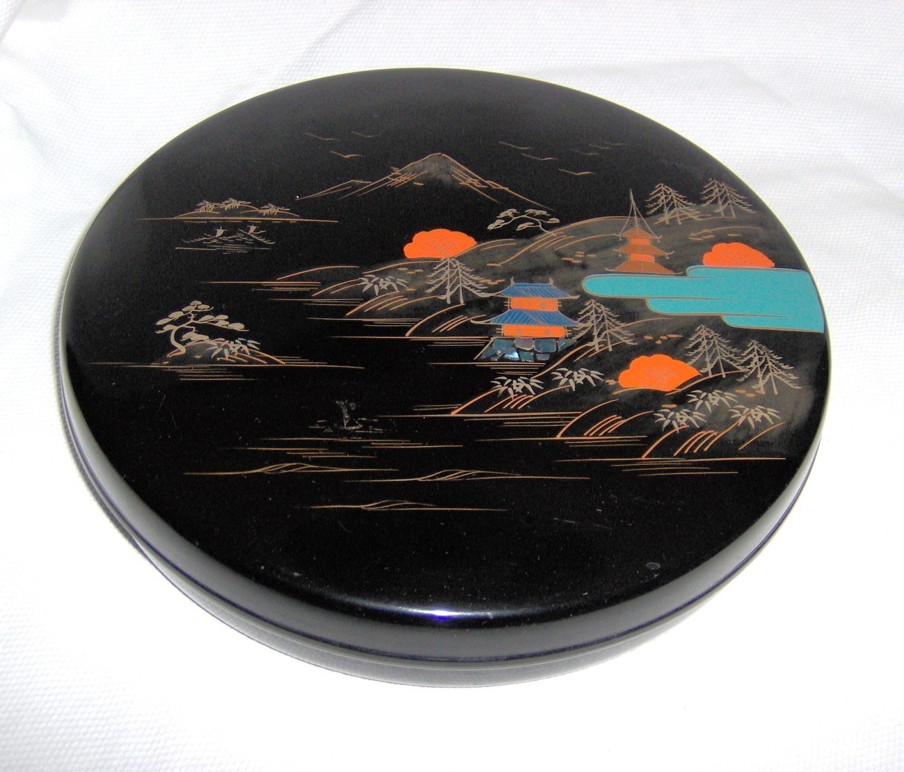 Vintage Japanese Lacquer Ware Covered / Divided Serving Dish Japanese