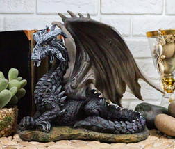 Nightfury Legendary Horned Wise Old Black Medieval Dragon in Repose Stat... - $48.99