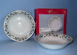 Cambridge Holly Traditions 2 Round Vegetable Serving Bowls 9&quot; NIB - $24.99