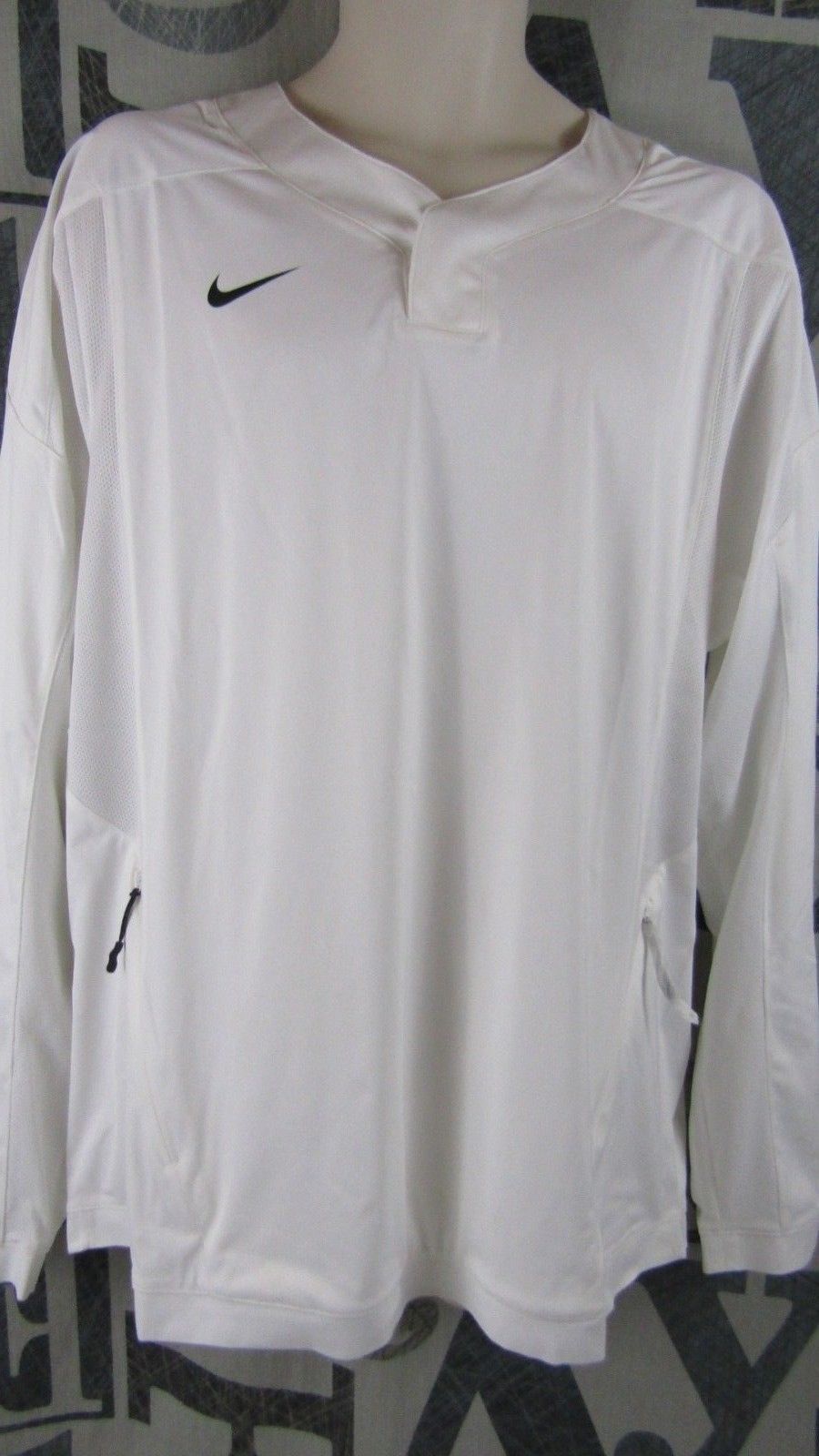 New Nike White Baseball Vapor Long Sleeve Cage Jacket Men Large
