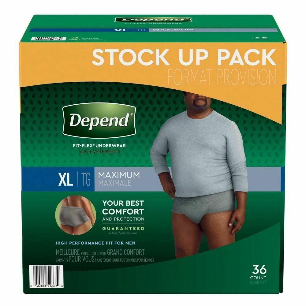 Depend Men's Fit-Flex Convenience Incontinence Underwear XL ...