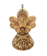 Vintage 1979 Hallmark Peace Love Joy Celluloid Angel Christmas Ornament - £11.09 GBP