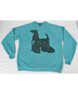 Vintage 80s Afghan Hound Dog Jerzees Teal Sweatshirt Size L  - $66.04