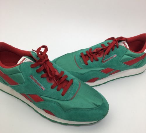 Vintage 1992 Reebok Classic Nylon Red Green Mens Running Shoes Size 15 ...