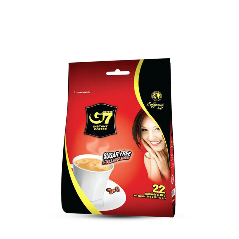 Trung Nguyen G7 Instant Coffee Sugar Free + Collagen 22 Sachets x 16 g