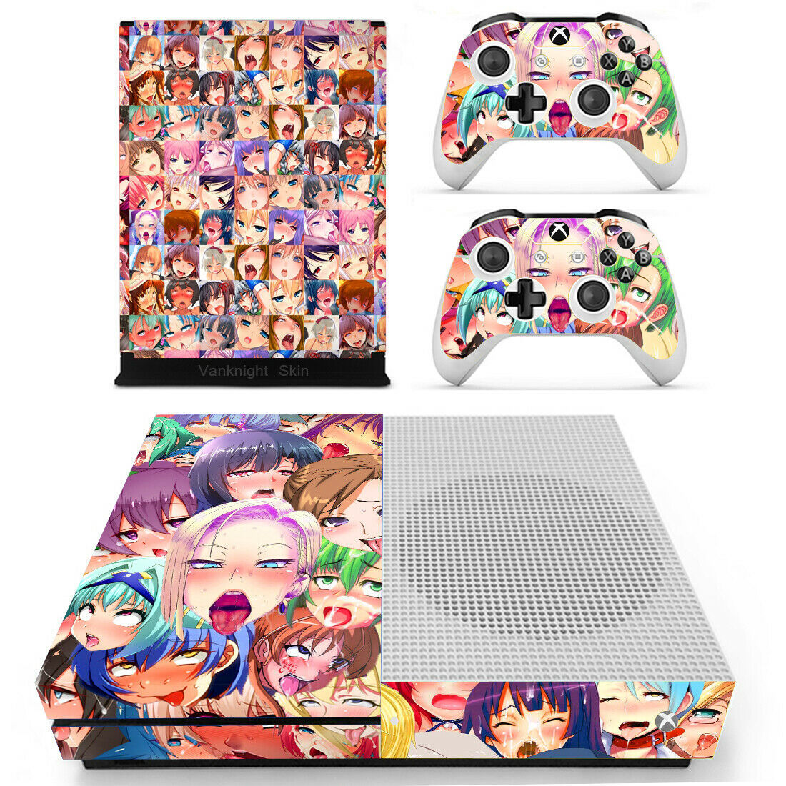 Xbox One Slim Console Controllers Anime Girls Ahegao Vinyl Skin Decals Hot Sex Picture 