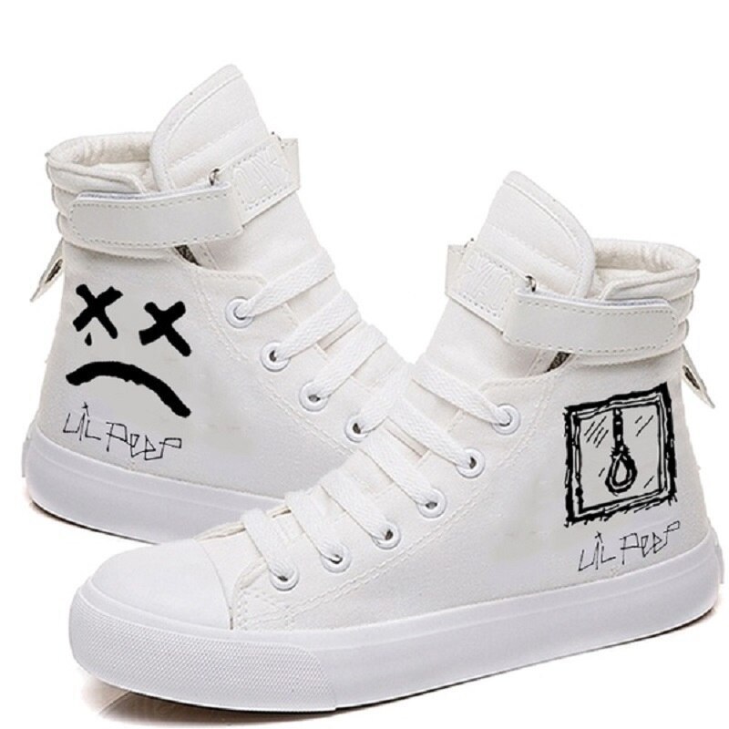 Lil Peep Printed Cosplay Canvas Shoes Women Casual High-Top Flat Printing Shoes