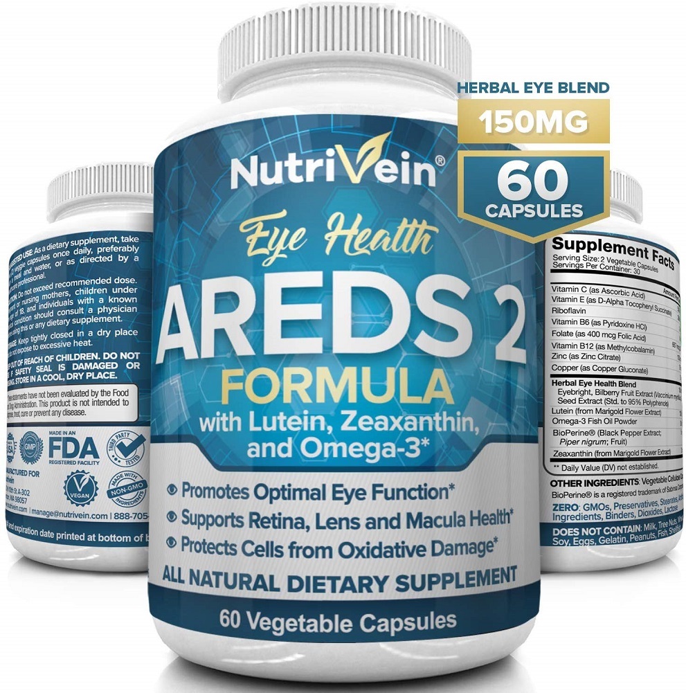 Nutrivein AREDS 2 Eye Vitamins Supports Eye Strain, Dry Eye Dietary