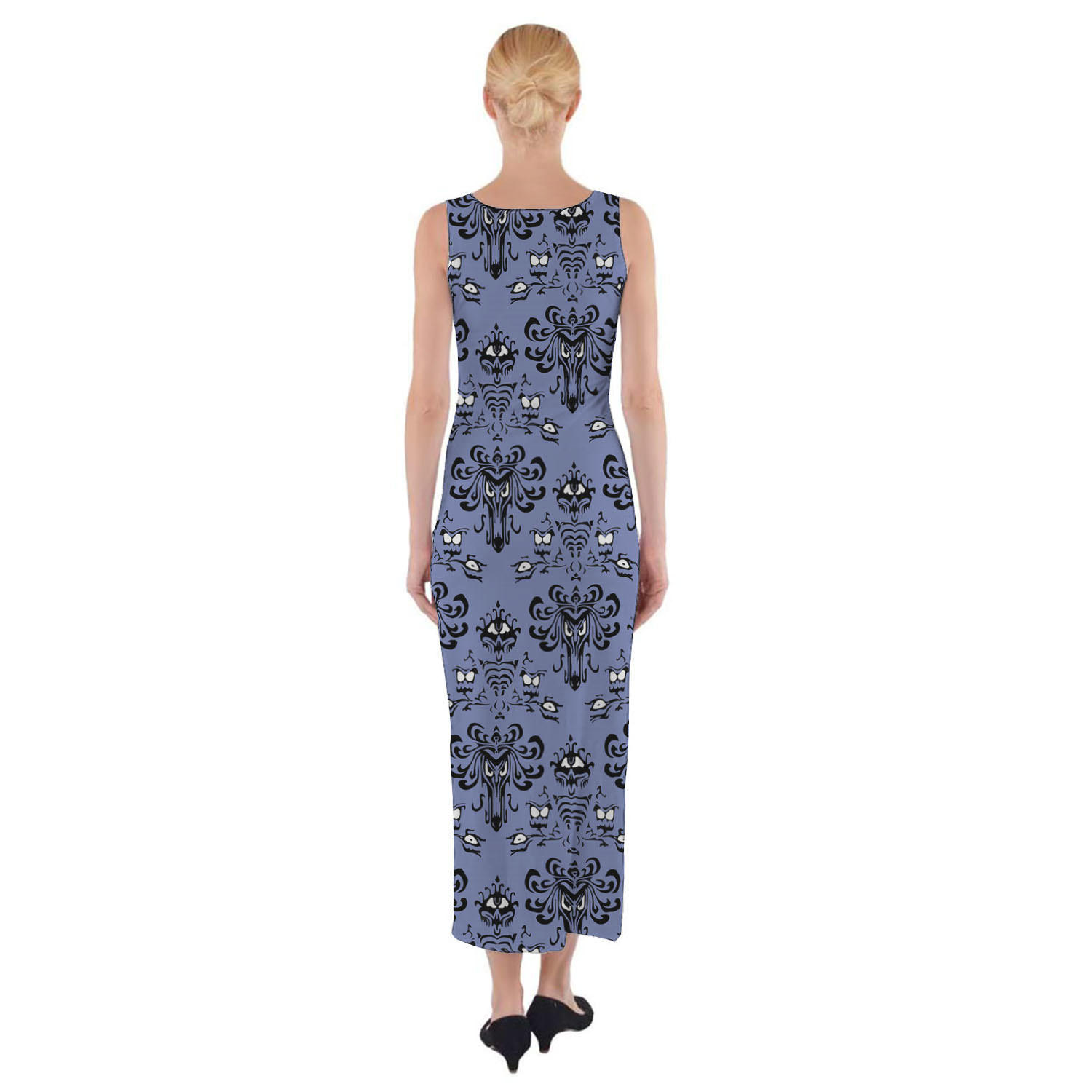 Haunted Mansion Wallpaper Fitted Split Maxi Dress - Dresses