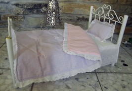 Handmade Pink/Blue Check Doll Quilt and Pillow for 18&quot; Soft Bodied dolls - $30.00
