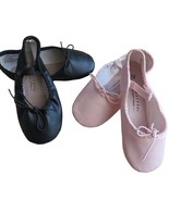 2 Pair Danskin Freestyle Ballet Slippers Pink Black Little Girls 12 Leat... - $23.76