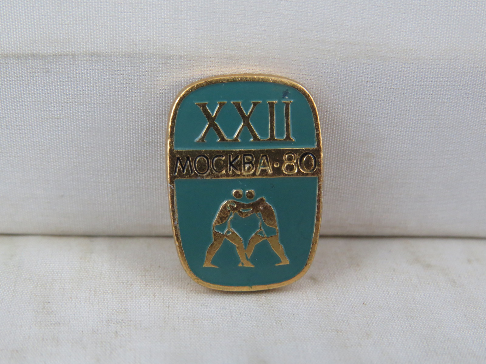 Primary image for Vintage Summer Olympic Pin - Wrestling Moscow 1980 - Stamped Pin