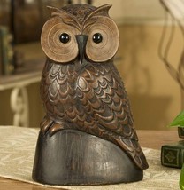 Owl Figurine 10" Carved Wood Look Wild Bird Nature Forest Shelf Table Decor Gift